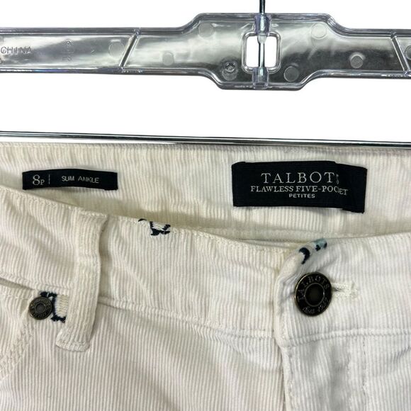 Talbots Penguin Novelty Flawless Five Pocket Slim Ankle Cream Corduroy Pants 8p - Picture 5 of 15